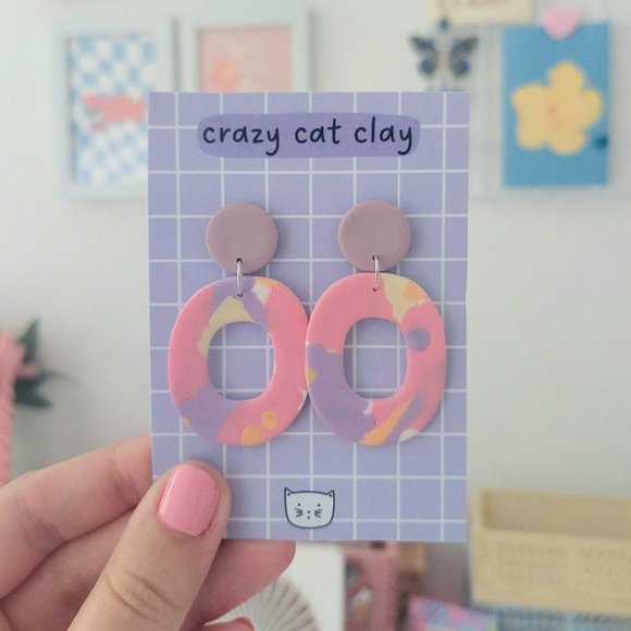 Colourful Pink Oval Hoops - Picture 2 of 2